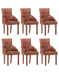 Chaises à manger lot de 6 marron cuir de chèvre véritable | Mobilier & Déco