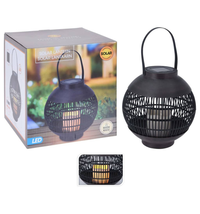 ProGarden Lampe solaire à LED Rotin avec bougie Noir | Mobilier & Déco