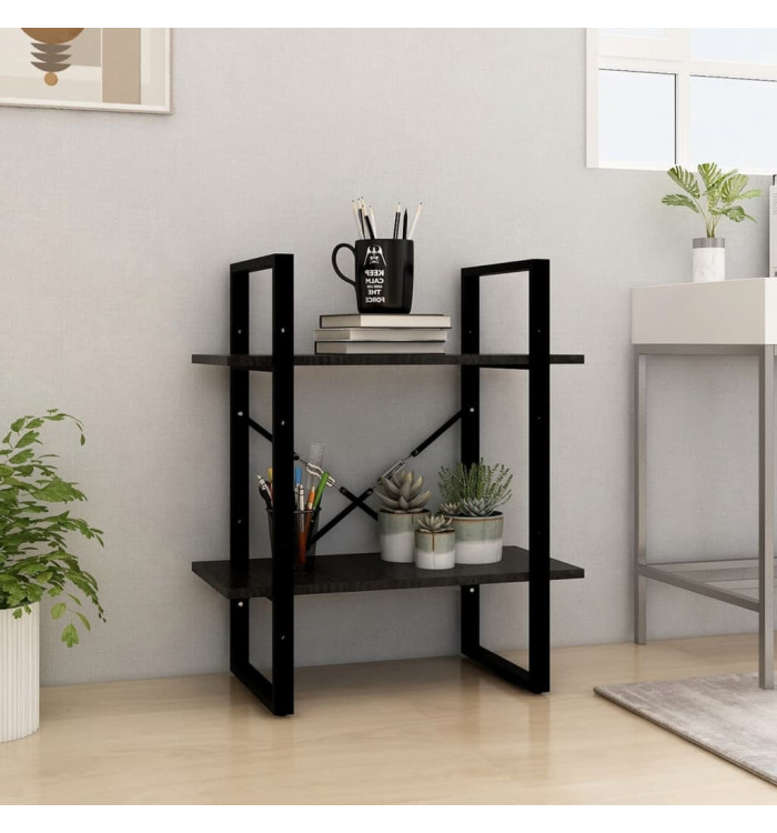 Bibliothèque à 2 niveaux noir 60x30x70 cm Bois de pin massif | Mobilier & Déco