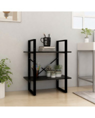 Bibliothèque à 2 niveaux noir 60x30x70 cm Bois de pin massif | Mobilier & Déco