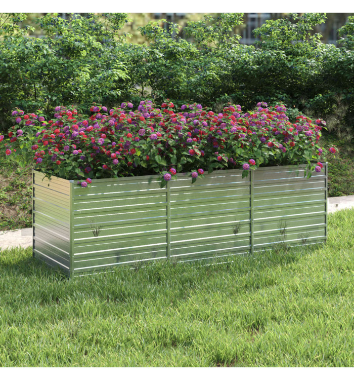 Lit surélevé de jardin 240x80x77 cm Acier galvanisé Argenté | Mobilier & Déco