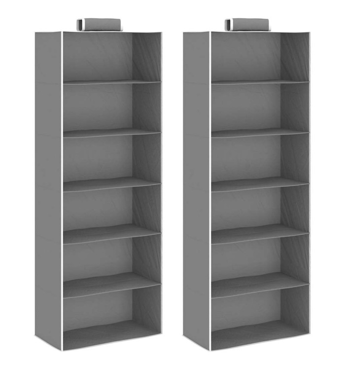 Étagères suspendues de rangement 2 pcs 6 niveaux Tissu | Mobilier & Déco