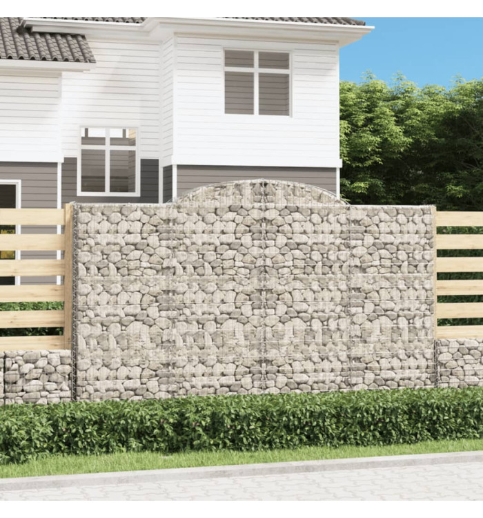 Paniers à gabions arqués 2 pcs 300x30x180/200 cm fer galvanisé | Mobilier & Déco