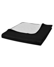 Couvre-lit à double face matelassé Noir/Blanc 230x260 cm | Mobilier & Déco