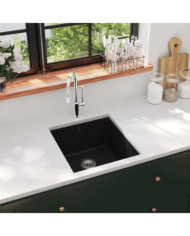 Évier de cuisine en granit Bac unique Noir | Mobilier & Déco