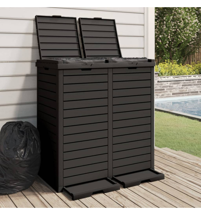 Poubelle d'extérieur noir 78x41x86 cm polypropylène | Mobilier & Déco