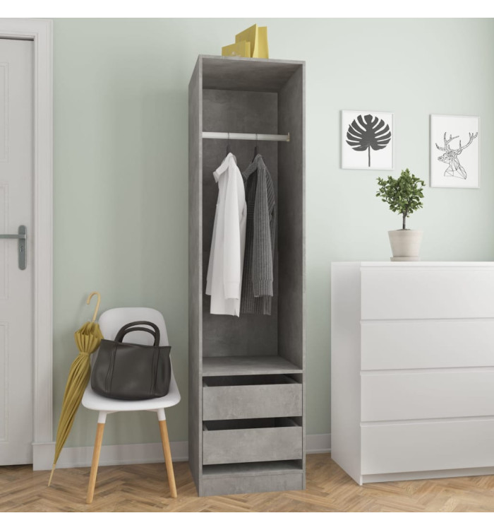 Garde-robe avec tiroirs Gris béton 50x50x200 cm Bois ingénierie | Mobilier & Déco