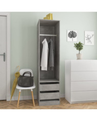 Garde-robe avec tiroirs Gris béton 50x50x200 cm Bois ingénierie | Mobilier & Déco