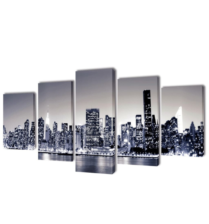 Set de toiles murales imprimées Horizon de New York monochrome | Mobilier & Déco