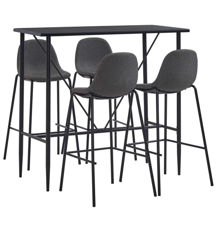 Ensemble de bar 5 pcs Tissu Gris foncé | Mobilier & Déco