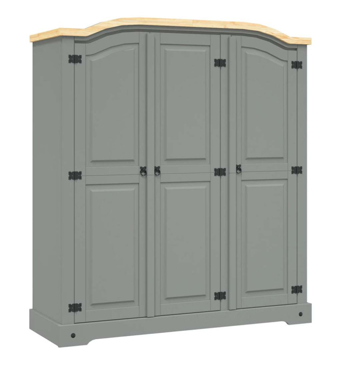 Garde-robe avec 3 portes Gamme Corona pin mexicain Gris | Mobilier & Déco