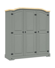 Garde-robe avec 3 portes Gamme Corona pin mexicain Gris | Mobilier & Déco