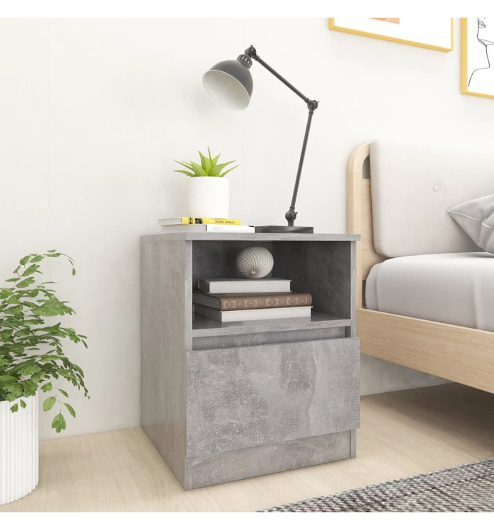 Table de chevet Gris béton 40x40x50 cm Aggloméré | Mobilier & Déco