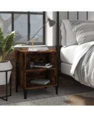 Tables de chevet avec pieds en métal 2pcs Chêne fumé 40x30x50cm | Mobilier & Déco