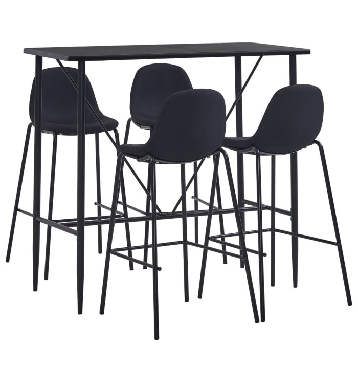 Ensemble de bar 5 pcs Tissu Noir | Mobilier & Déco