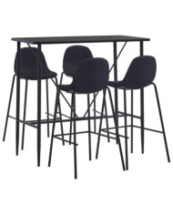 Ensemble de bar 5 pcs Tissu Noir | Mobilier & Déco