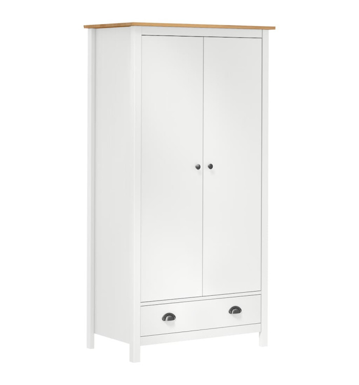 Garde-robe à 2 portes Hill Blanc 89x50x170cm Bois de pin solide | Mobilier & Déco