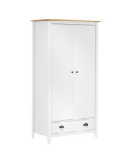 Garde-robe à 2 portes Hill Blanc 89x50x170cm Bois de pin solide | Mobilier & Déco