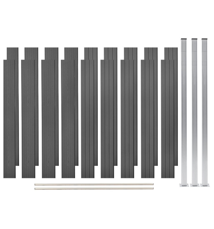 Ensemble de clôture WPC 2 Carré 353x187 cm Gris | Mobilier & Déco