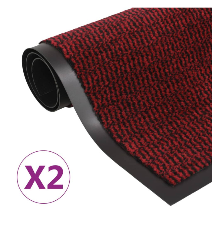 Paillassons rectangulaires 2 pcs 90 x 150 cm Rouge | Mobilier & Déco