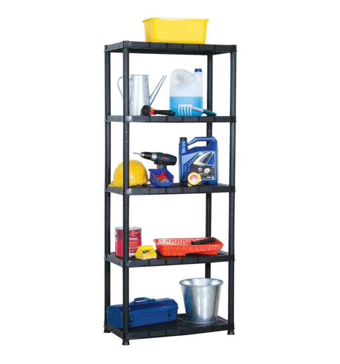 Étagère de rangement à 5 niveaux Noir 71x38x170 cm Plastique | Mobilier & Déco