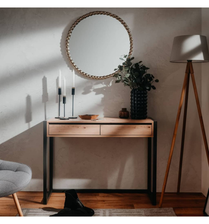 Finori Table console Denver 44 Chêne artisanal et gris anthracite | Mobilier & Déco