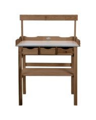 Esschert Design Table de rempotage avec tiroir et étagère marron | Mobilier & Déco