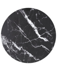 Dessus de table noir Ø50x0,8cm verre trempé avec design marbre | Mobilier & Déco