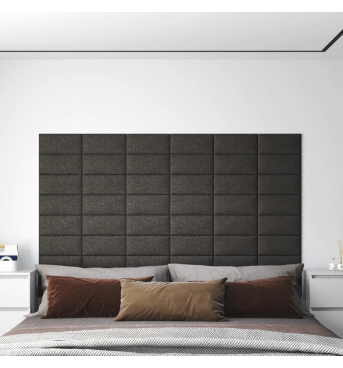 Panneaux muraux 12 pcs Gris foncé 30x15 cm Tissu 0,54 m² | Mobilier & Déco