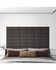 Panneaux muraux 12 pcs Gris foncé 30x15 cm Tissu 0,54 m² | Mobilier & Déco