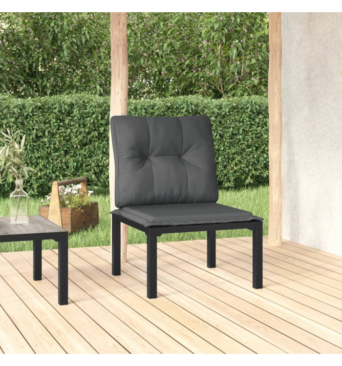 Chaise de jardin avec coussins noir/gris résine tressée | Mobilier & Déco