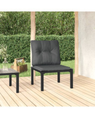 Chaise de jardin avec coussins noir/gris résine tressée | Mobilier & Déco