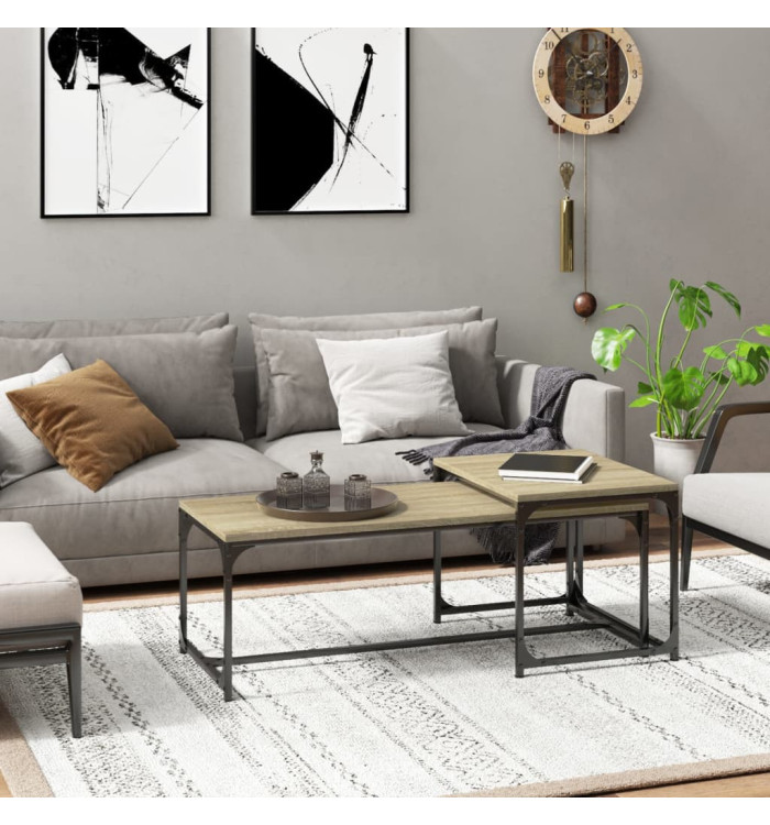Tables basses 2 pcs Chêne sonoma Bois d'ingénierie | Mobilier & Déco