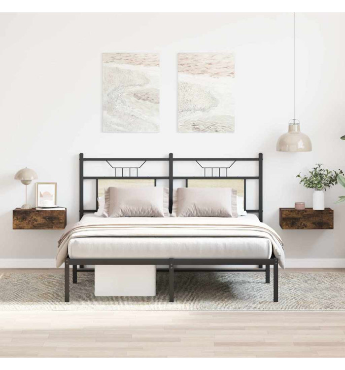 Tables de chevet flottantes 2 pcs Chêne fumé 40x30x15 cm | Mobilier & Déco