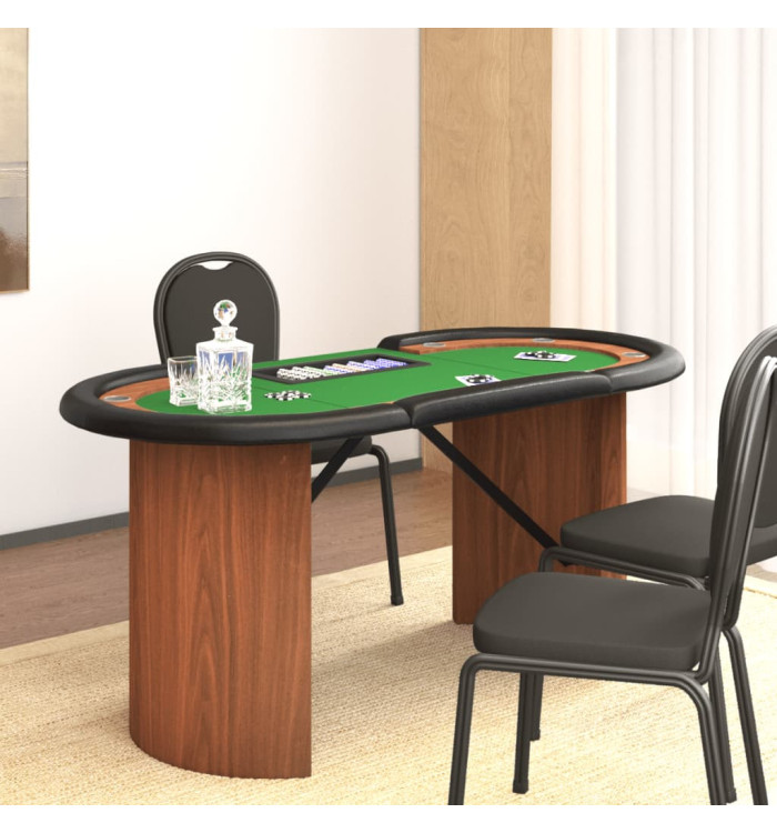 Table de poker 8 joueurs avec plateau à jetons Vert 160x80x75cm | Mobilier & Déco