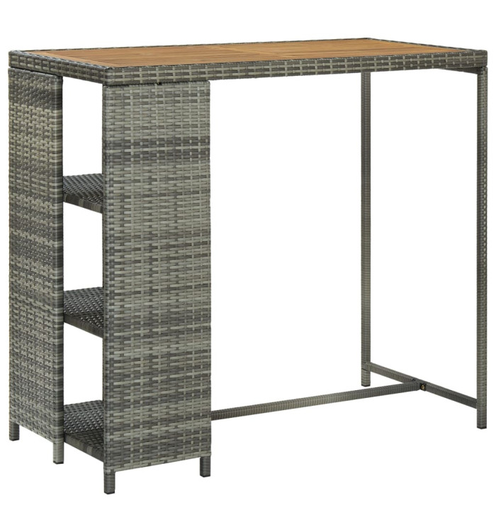 Table de bar avec rangement Gris 120x60x110 cm Résine tressée | Mobilier & Déco