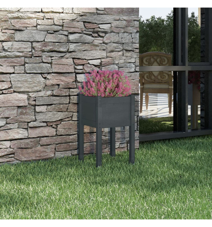 Jardinière d'extérieur Gris 40x40x70 cm Bois de pin massif | Mobilier & Déco