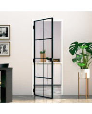 Porte d'intérieur Noir 76x201,5 cm Trempé verre aluminium fin | Mobilier & Déco