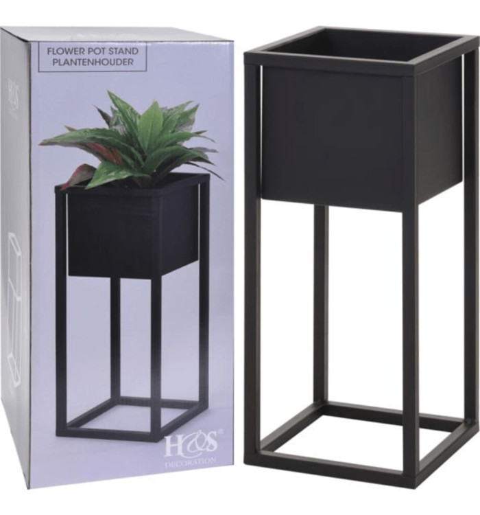 HetS Collection Pot de fleurs sur pied Métal Noir 50 cm | Mobilier & Déco