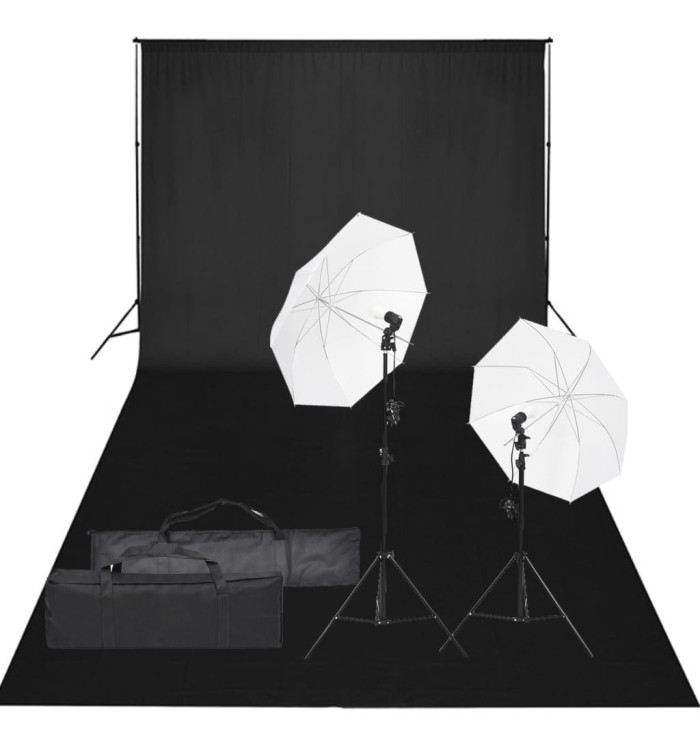 Kit de studio photo avec éclairage et toile de fond | Mobilier & Déco
