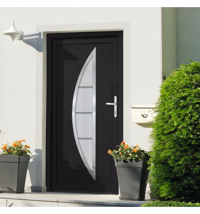 Porte d'entrée anthracite 98x208 cm PVC | Mobilier & Déco