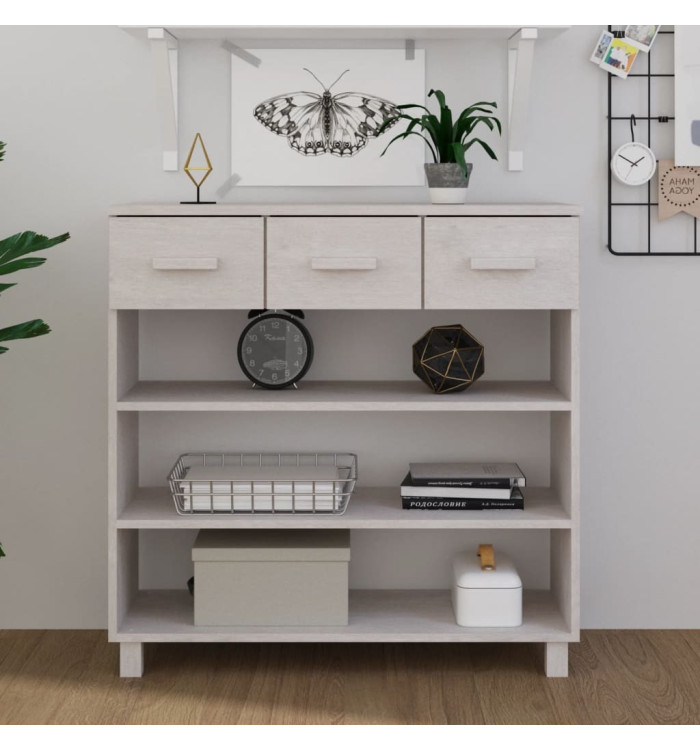 Table console HAMAR Blanc 90x35x90 cm Bois massif de pin | Mobilier & Déco