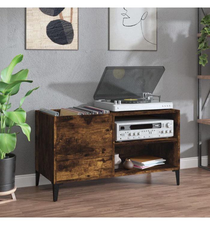 Armoire à disques chêne fumé 84,5x38x48 cm bois d'ingénierie | Mobilier & Déco