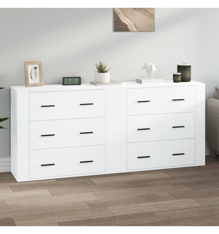 Buffets 2 pcs blanc bois d'ingénierie | Mobilier & Déco