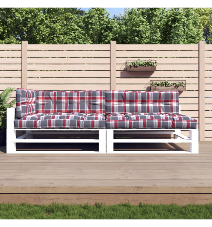 Coussins de palette lot de 5 motif à carreaux rouge tissu | Mobilier & Déco