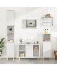 Meuble d'évier blanc brillant 80x33x60 cm bois d'ingénierie | Mobilier & Déco
