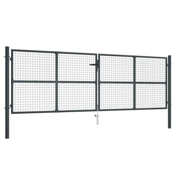 Portail en maille de jardin Acier galvanisé 400 x 175 cm Gris | Mobilier & Déco