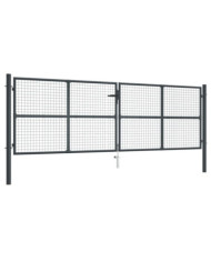 Portail en maille de jardin Acier galvanisé 400 x 175 cm Gris | Mobilier & Déco