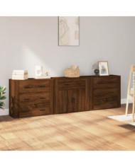 Buffets 3 pcs Chêne marron Bois d'ingénierie | Mobilier & Déco