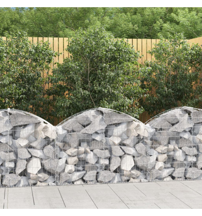 Panier de gabions arqué 100x30x60/80 cm Fer galvanisé | Mobilier & Déco